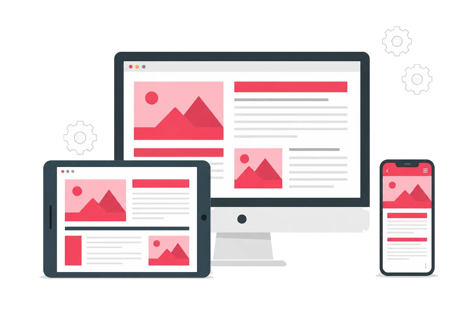 Ilustração de design responsivo em diferentes dispositivos